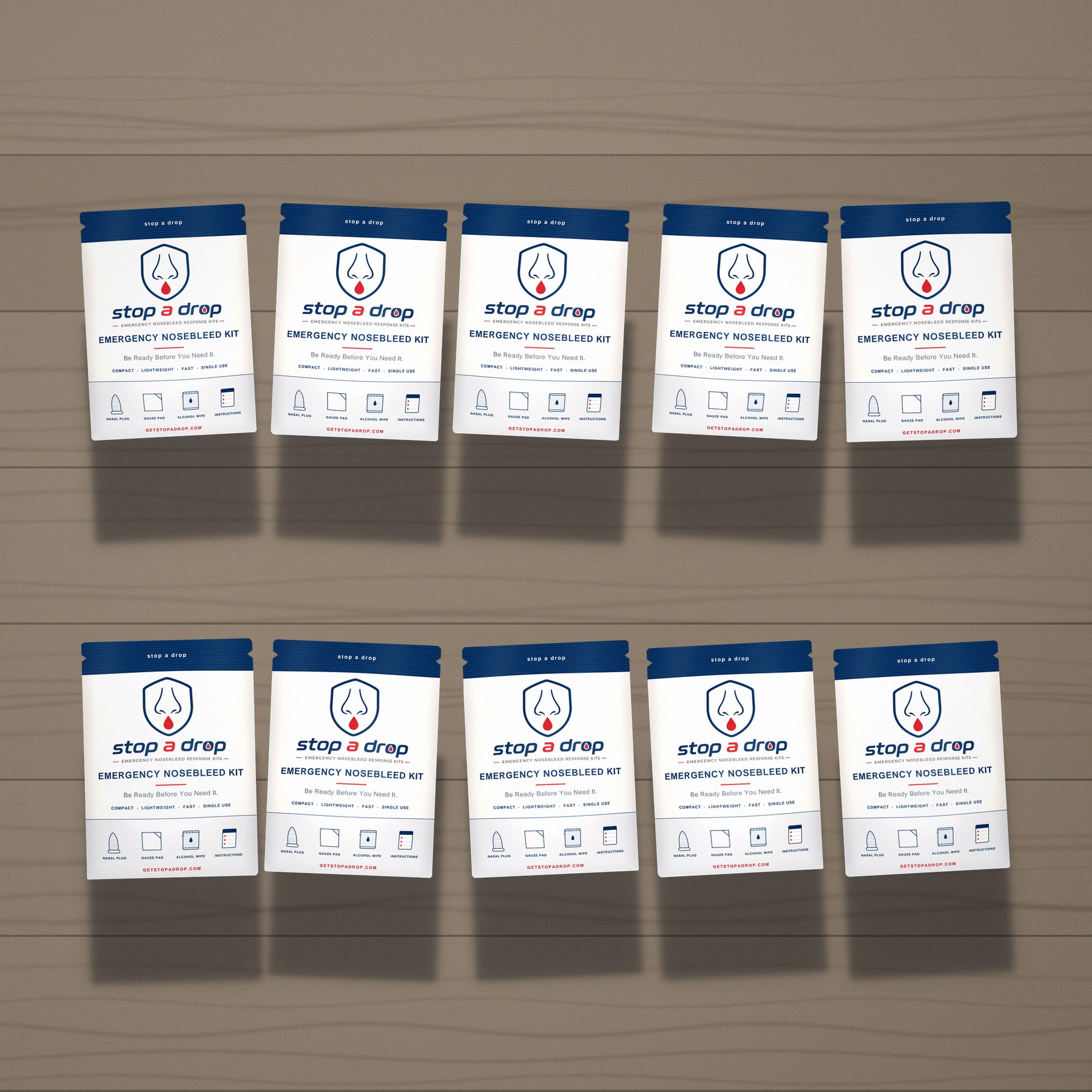 Stop A Drop Team Kit — ten emergency nosebleed kits