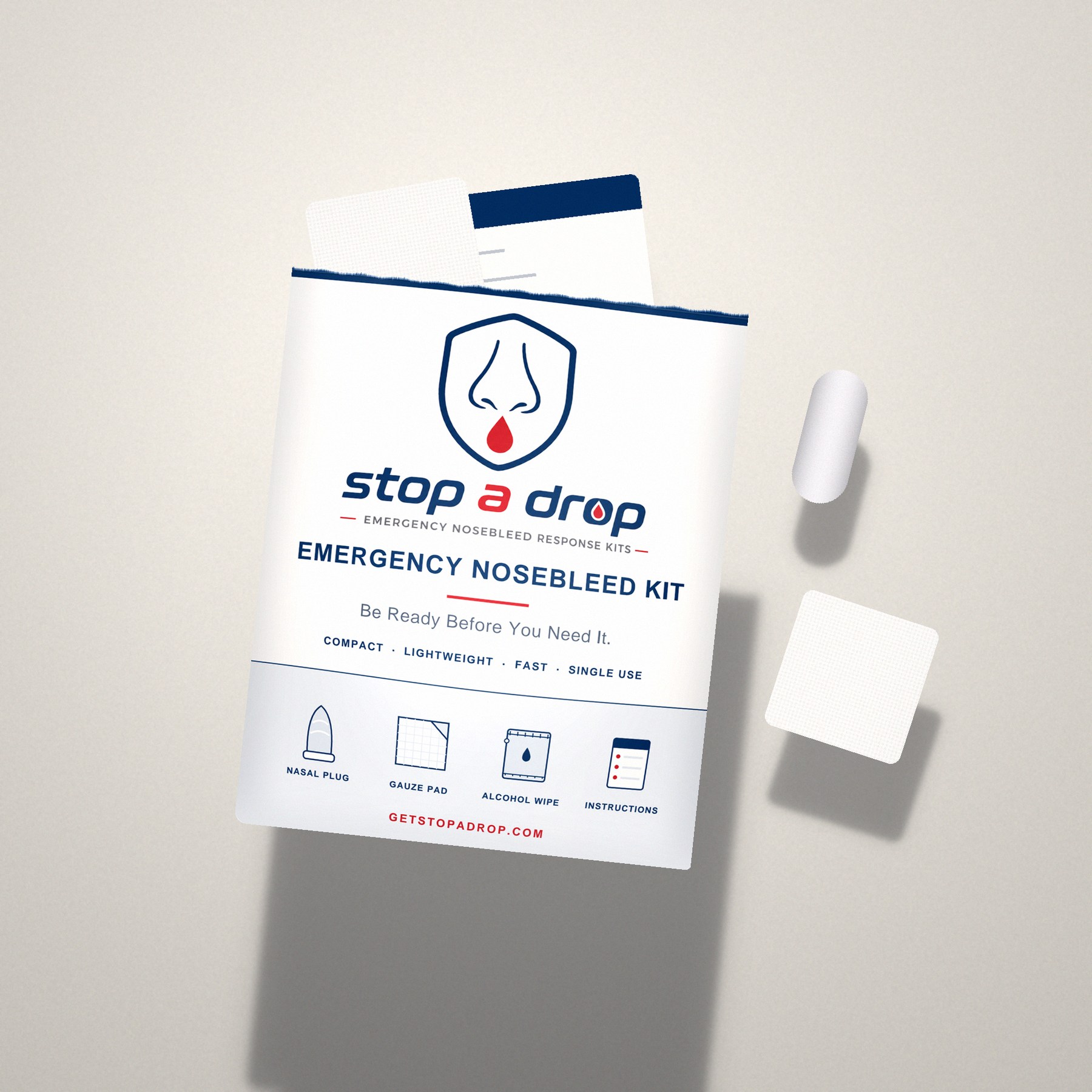 Opened Stop A Drop kit showing contents